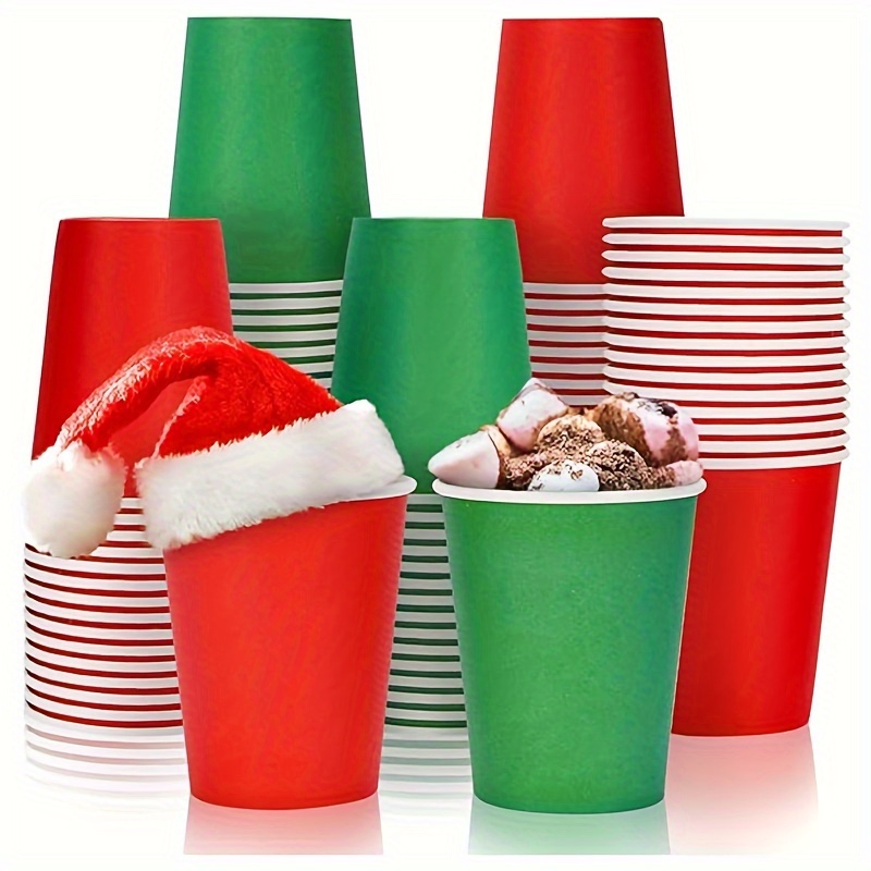 Christmas Disposable Paper Cups Red Green Coffee Tea Cups - Temu