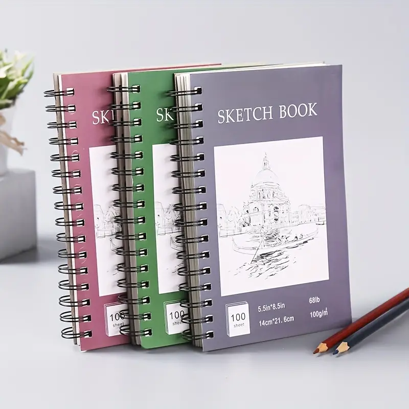 2pcs Sketch Book, 1 Pack 100-Sheets(68lb/100gsm), Acid Free Art Sketch Book  Artistic Drawing Painting Writing Paper For Beginners Artists, Christmas P