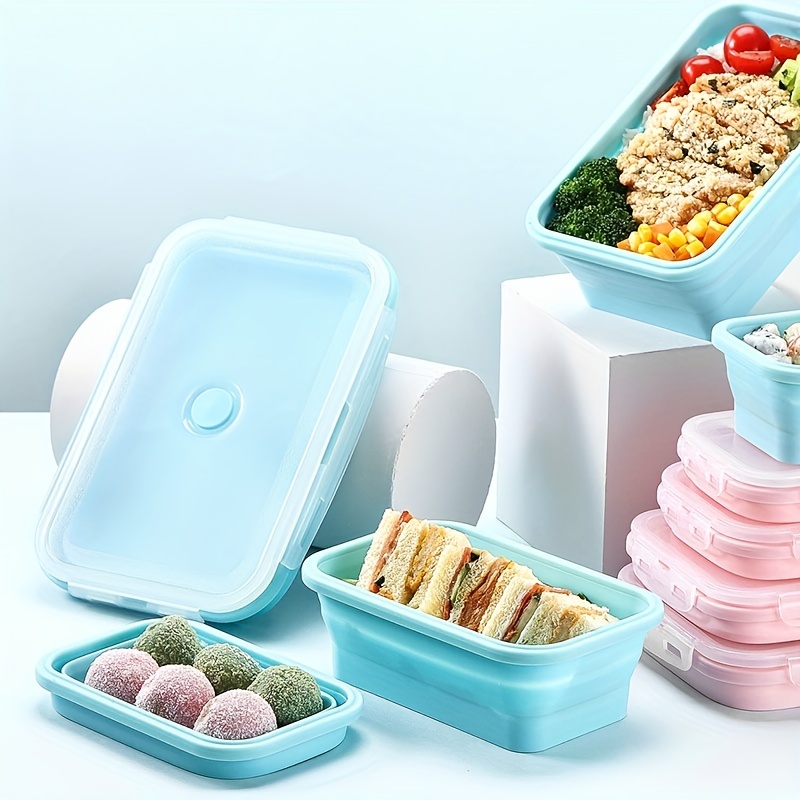 Three compartment Silicone Folding Lunch Box Fresh keeping - Temu