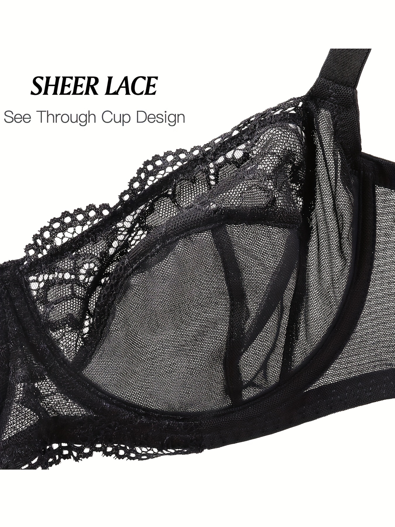 YANDW Sexy Sheer See Through Bras Unlined Underwire Lace Mesh Non Padded  Ultra Thin Clear Bralette : : Clothing, Shoes & Accessories