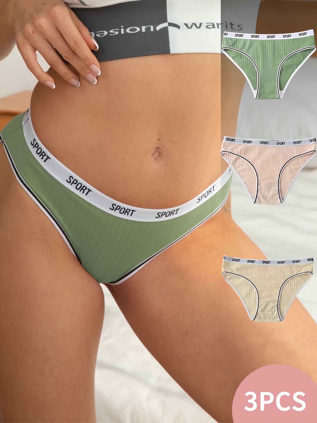 Letter Tape Briefs Soft Comfy Ribbed Intimates Panties - Temu United Arab  Emirates