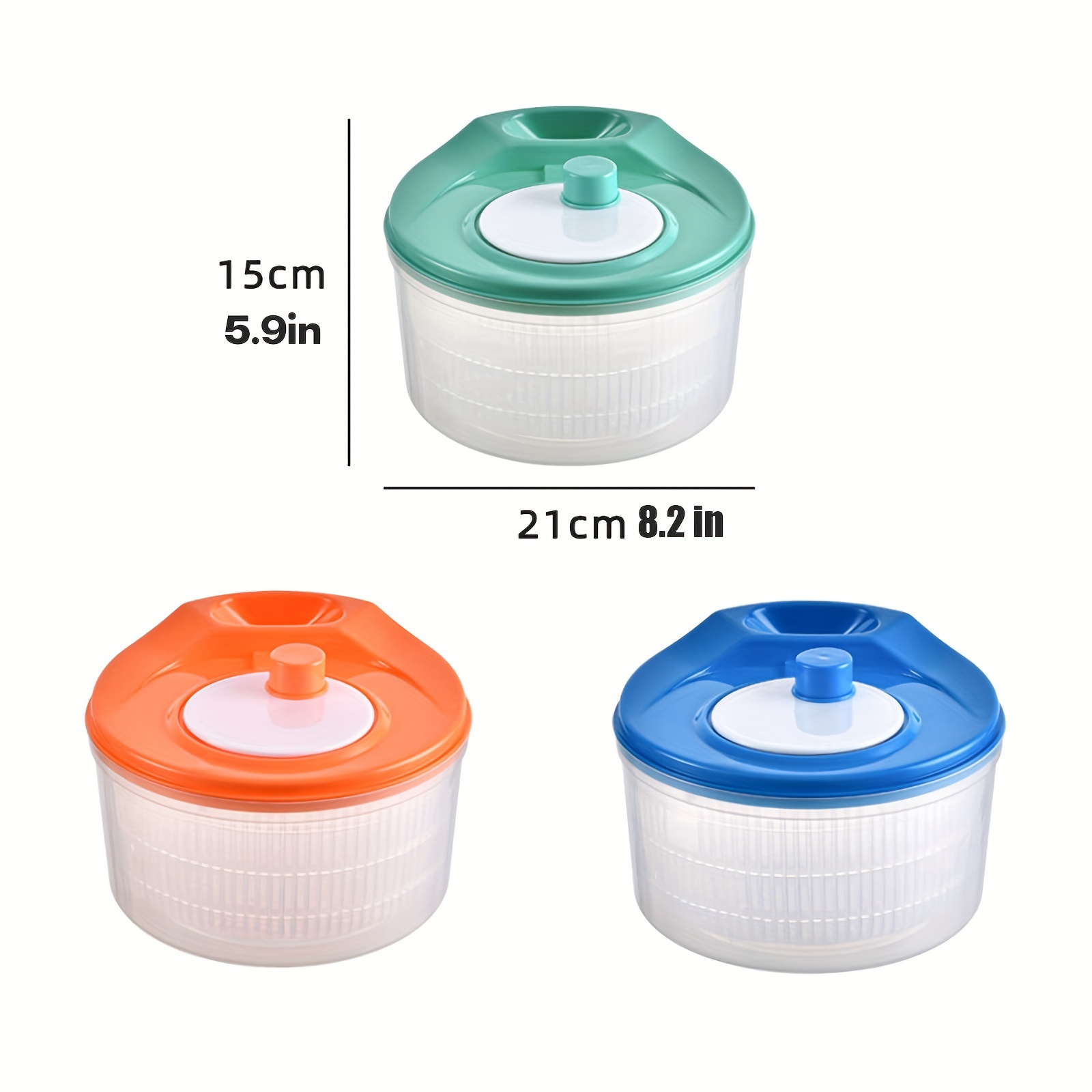 Plastic Salad Spinner With Rotary Handle Measuring Scale And - Temu