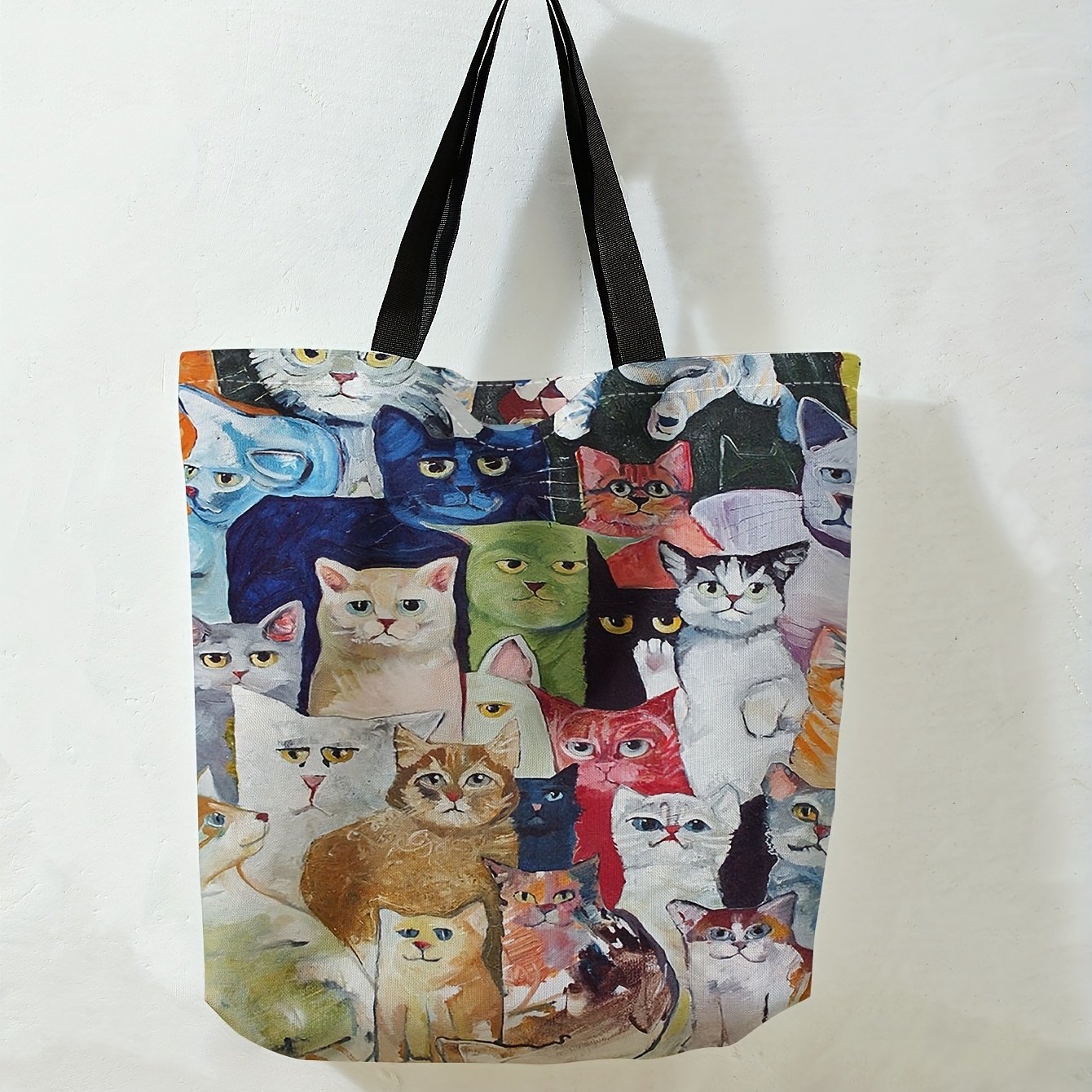 Cat Aesthetic Tote Bag with Pockets, Colorful Cat Lovers Gift, Cat Mom –  HMDesignStudioUS