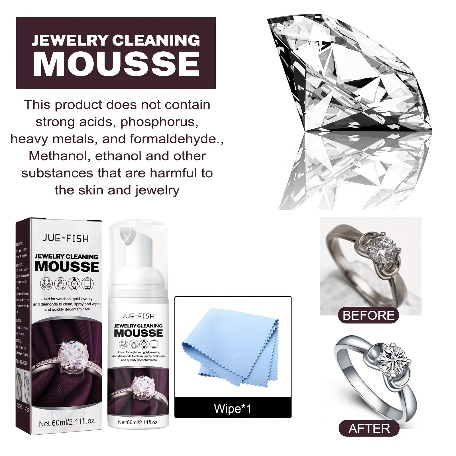 1PC Jewelry Cleaning Solution, Jewelry Decontamination Cleaning For Gold  Silver Glass Material Surface Blackening Maintenance, Care Cleaner
