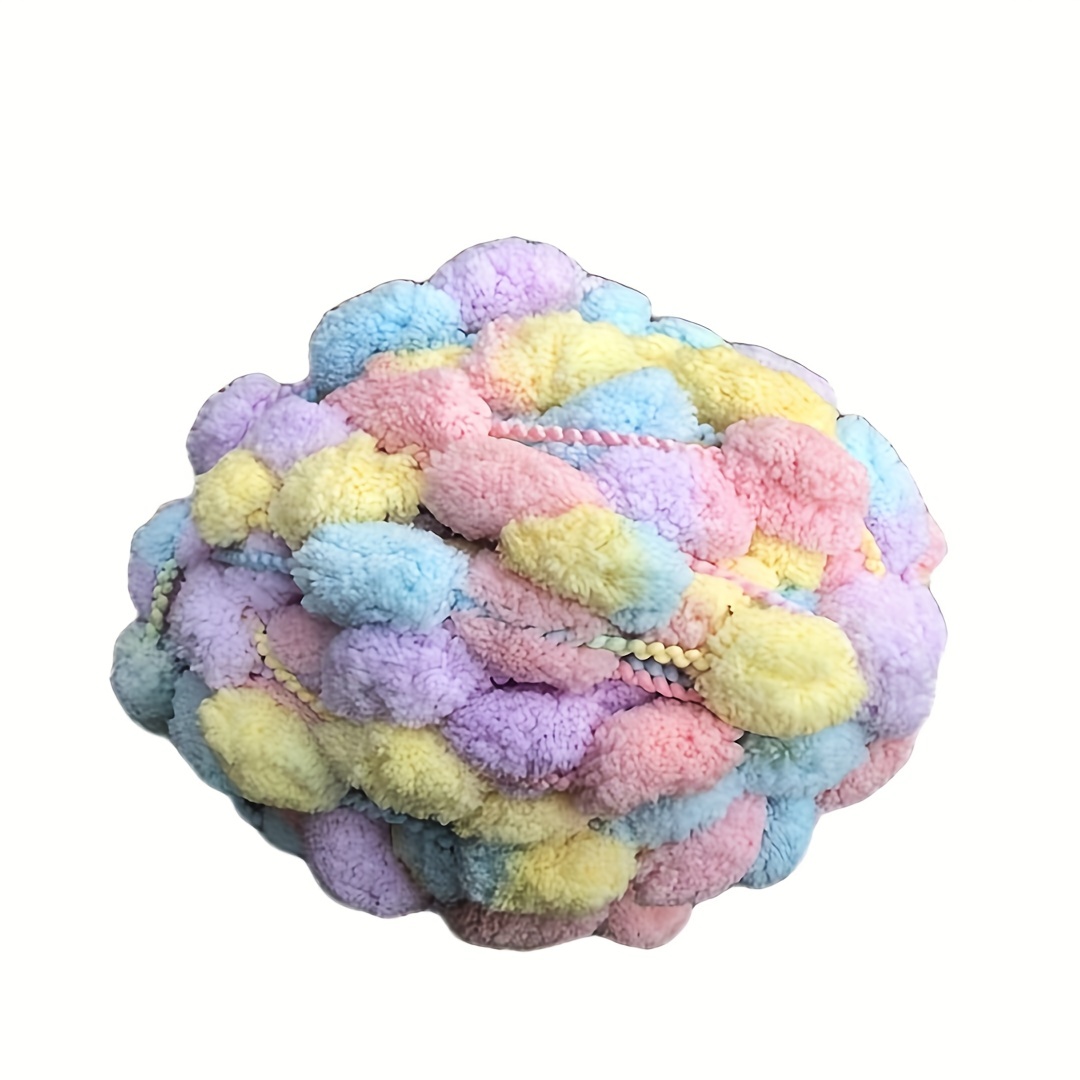 Colorful Thick Woollen Big Soft Rainbow Pom Pom Yarn Hand Knitting Crochet  Yarn DIY Blanket Cushion Colorful Pompom Thread