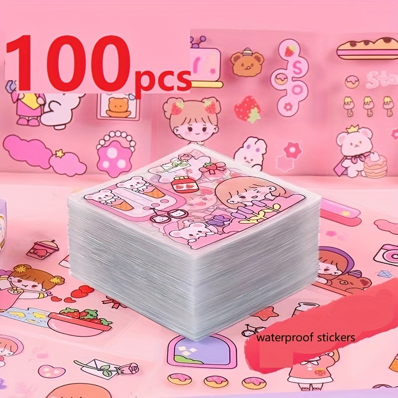 1book/100sheets Non-repeating Sticker Book For Scrapbooking, Wall  Decoration