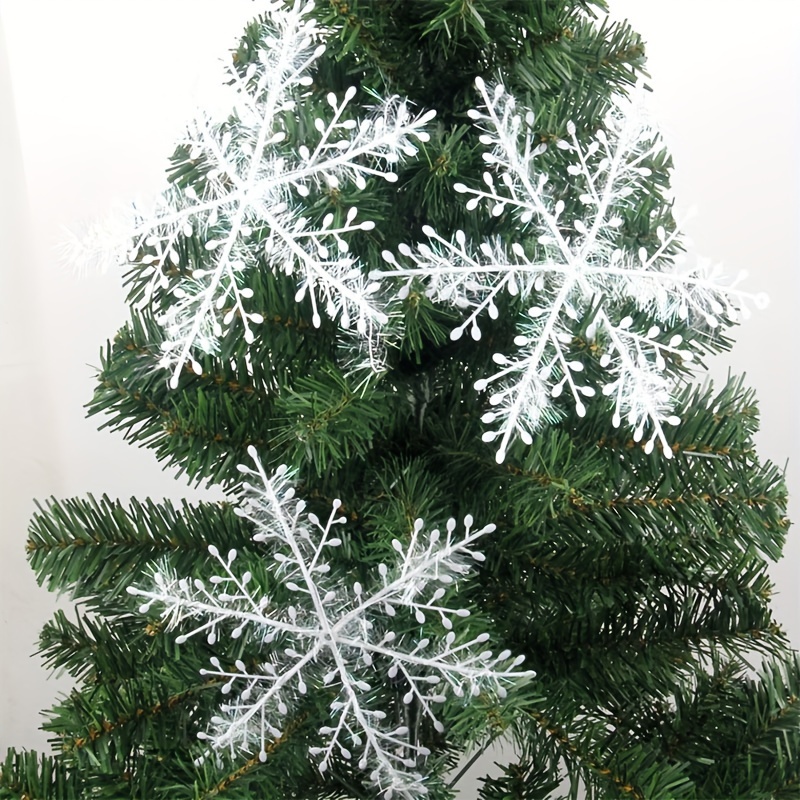 Set of 3 Snowflake Ornaments White Acrylic Snowflakes Minimalist
