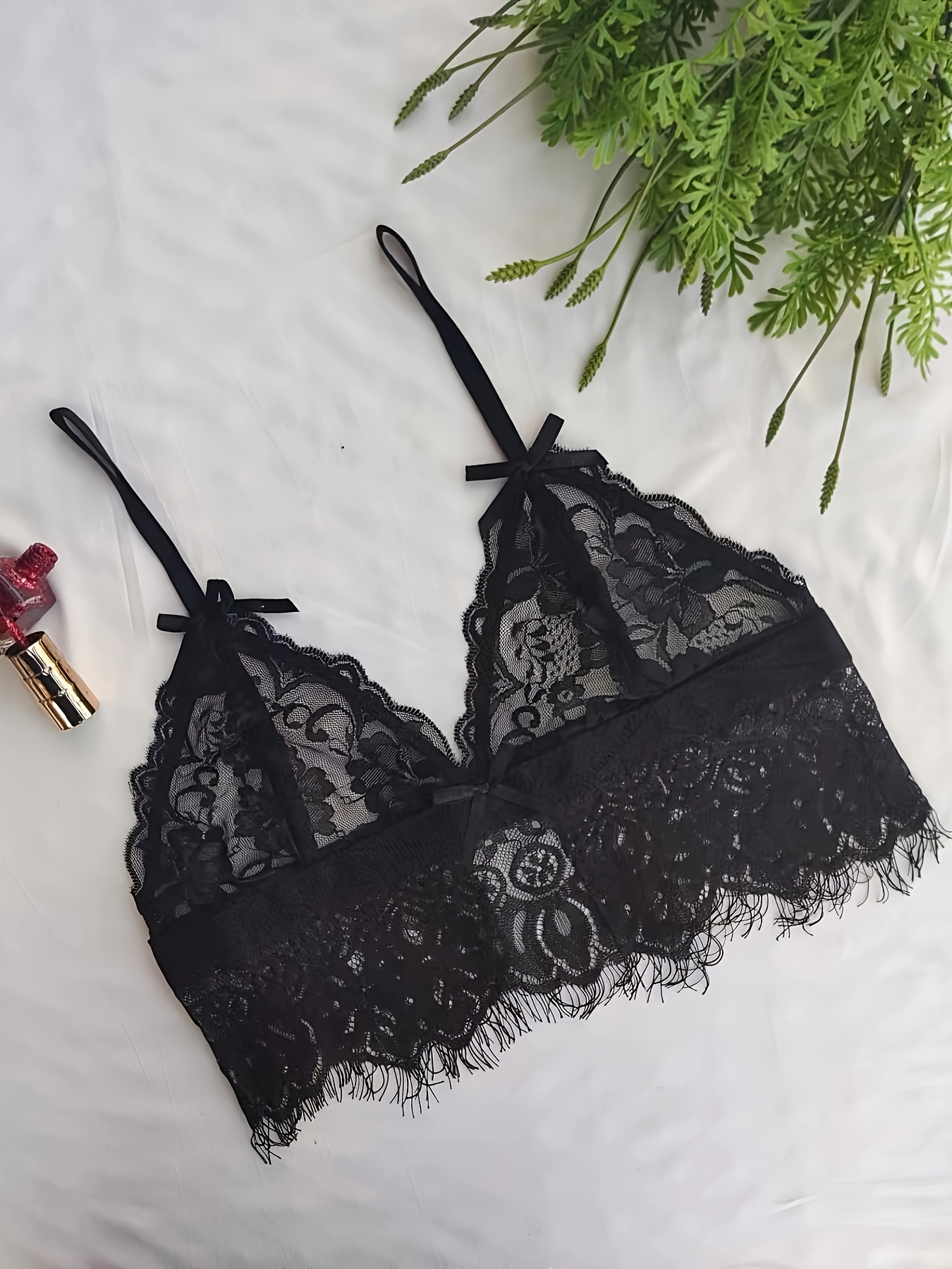 Floral Embroidery Lingerie Set Hollow Unlined Bra Sheer Mesh - Temu
