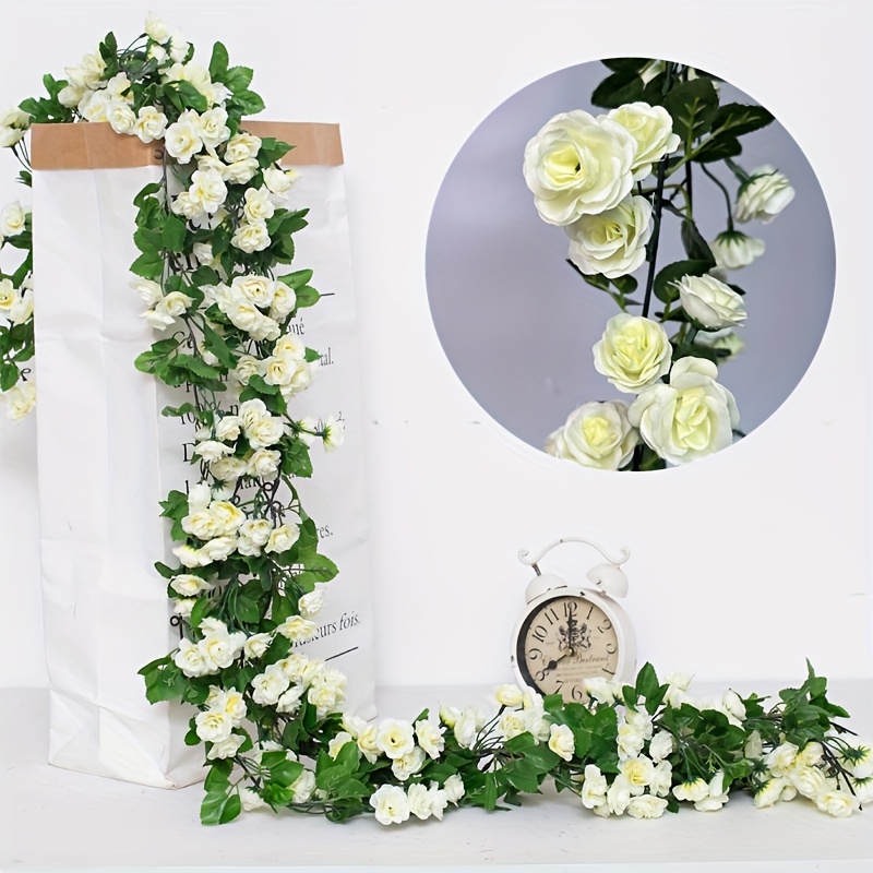 Simulation rose vine air conditioning pipe decoration wedding wedding wall  hanging wall vine flower string tree vine 69 artificial flowers will always  be bright