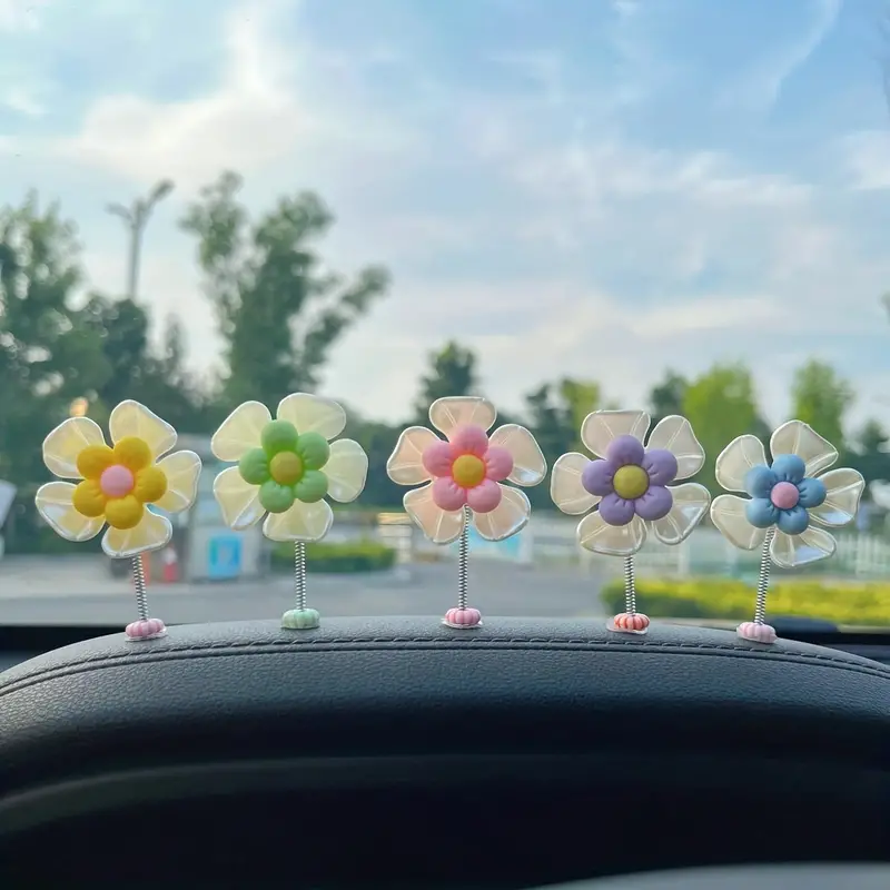 New Car Accessories Cute Healing Series Shaking Flower Ornaments For Car  Center Console Decoration