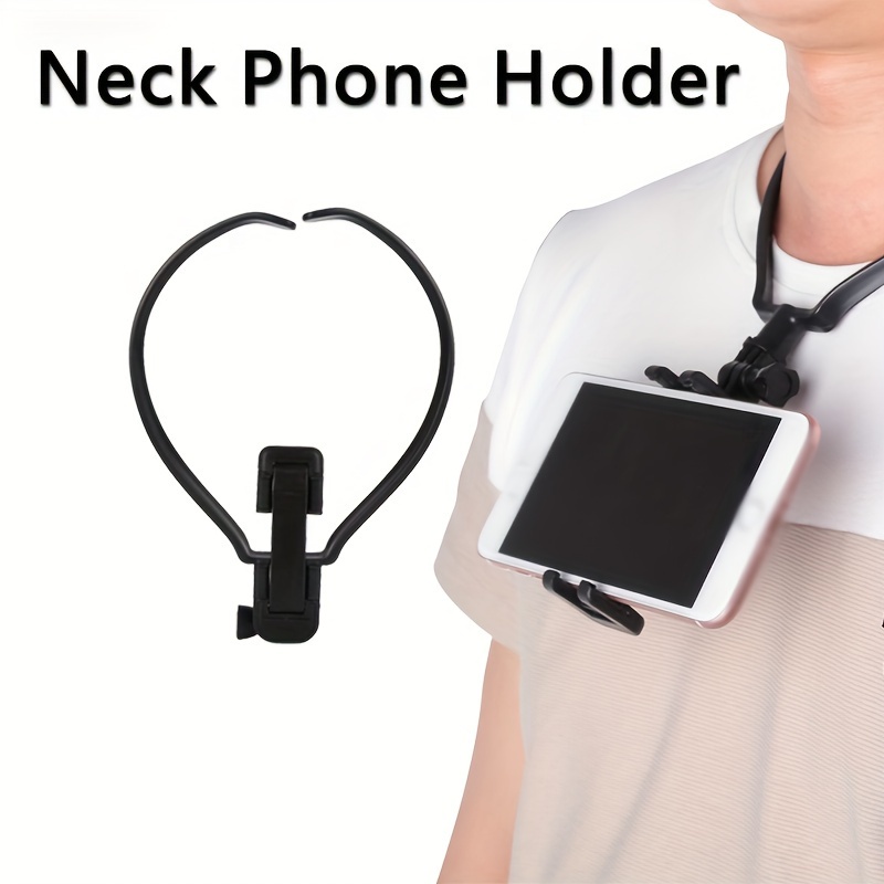 Soporte universal inteligente para teléfono móvil, colgante en el cuello,  soporte flexible perezoso, rotación libre para múltiples funciones (negro)