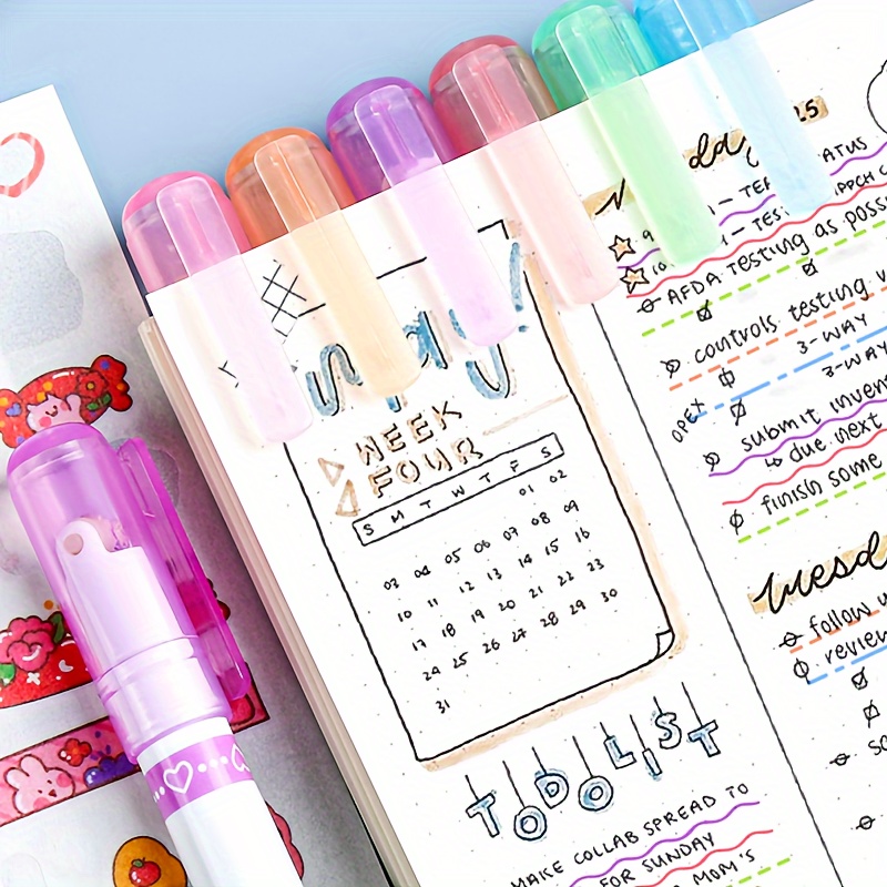 6Pcs/Set DIY Journal Decoration Roller Lace Marker Pens Cute Student  Scrapbooking Art Markers Kawaii Stationery