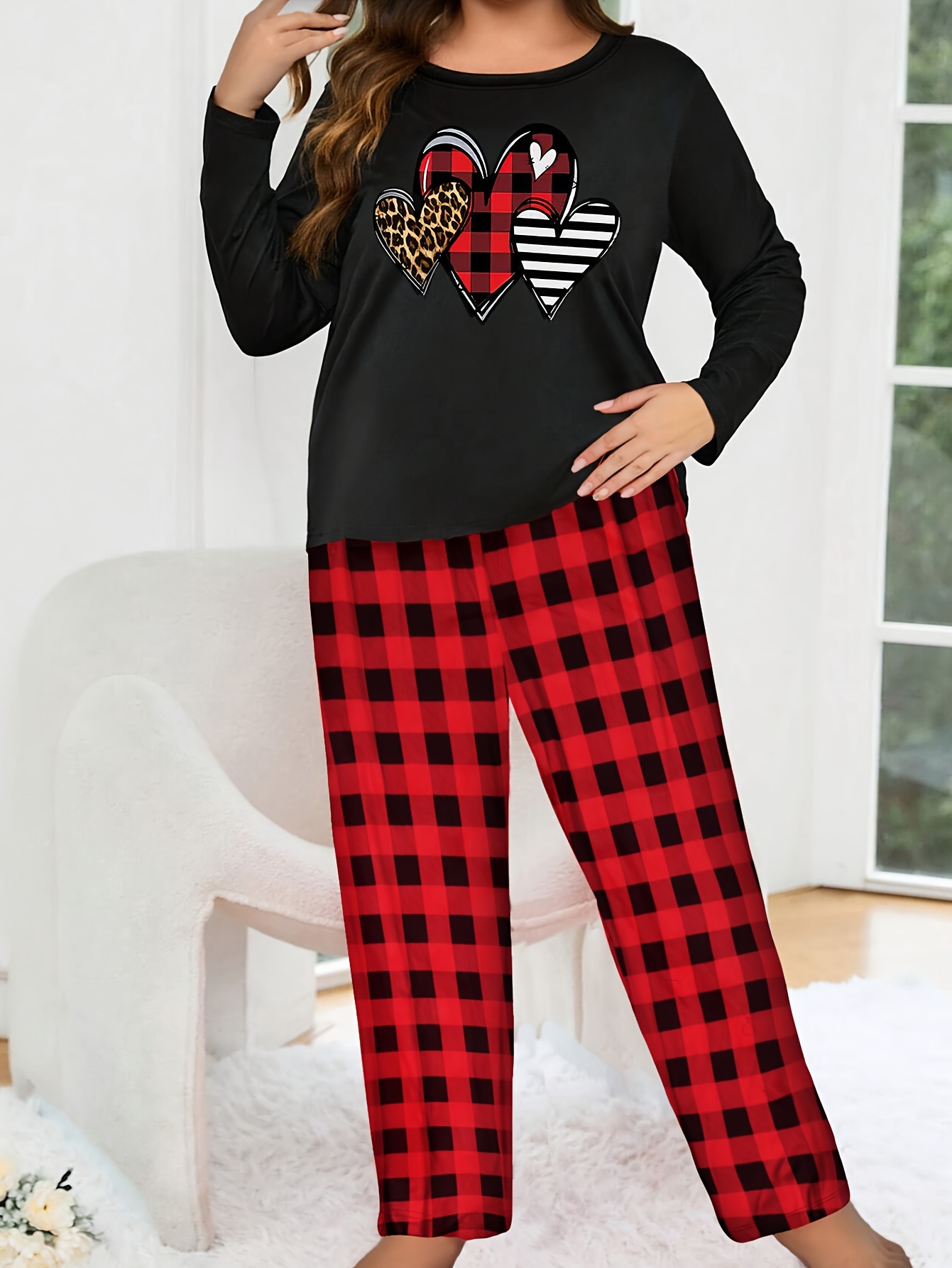 Plus Size Elegant Pajamas Set Women's Plus Long Sleeve - Temu Canada