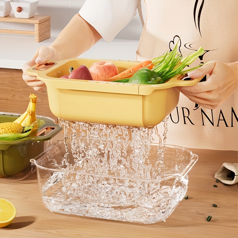 Retractable Drain Rack Kitchen Basket For Vegetables And - Temu
