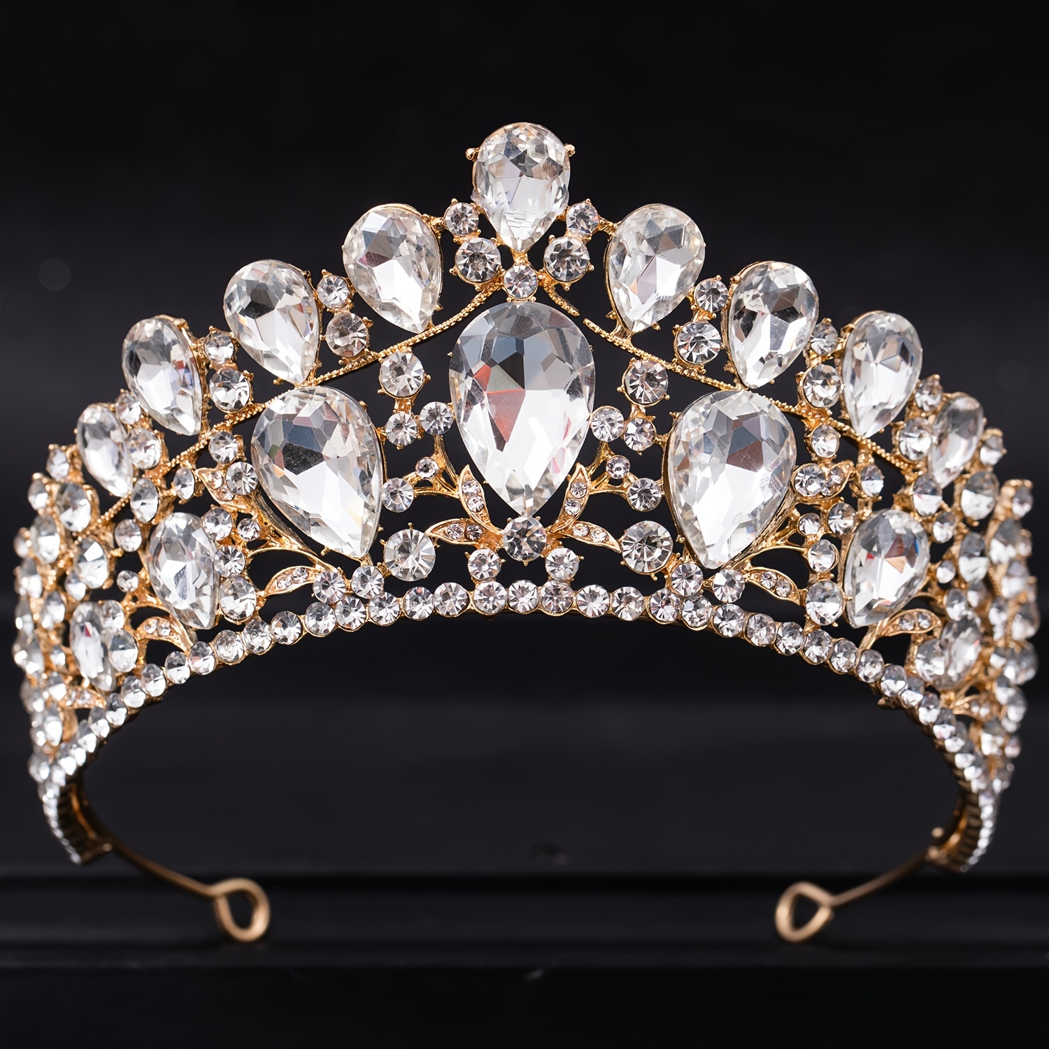 Corona dorada de reina para mujer, tiaras y coronas de boda con diamantes  de imitación, diadema de tiara de cumpleaños, accesorios para el cabello