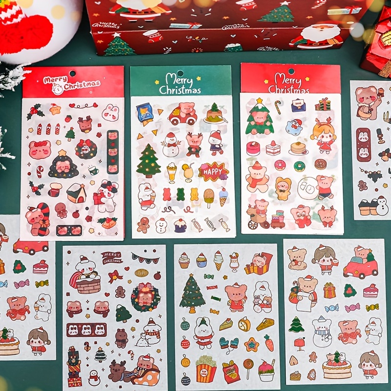 Christmas Stickers Cute Merry Christmas Vinyl Stickers - Temu