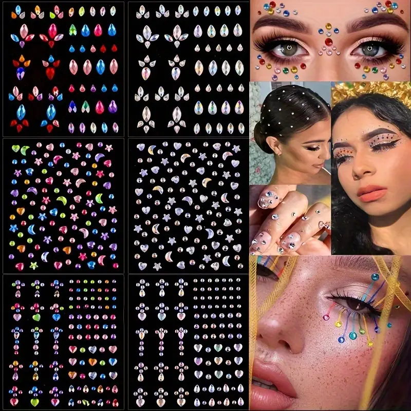 1 Sheet Glittering Rhinestone Eye Makeup Stickers, Face Gem Stickers, And  Teeth Gems For A Flawless Fairytale Effect! - Beauty & Health - Temu