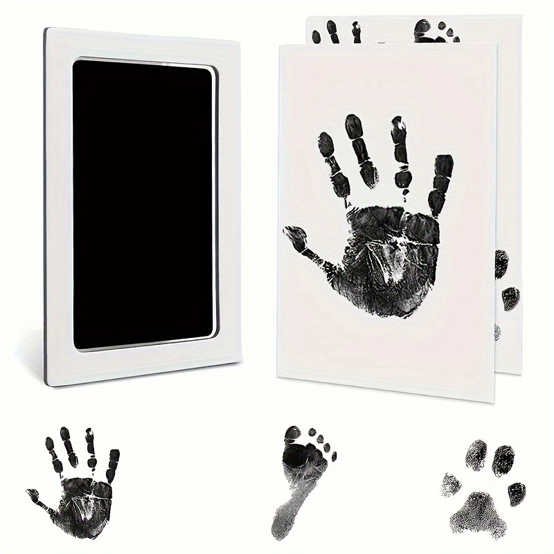 Baby Inkless Footprint Kit Handprint Pet Paw Print Kit Ink Pads 2 Packs  Medium Size M (Pack of 2) Black