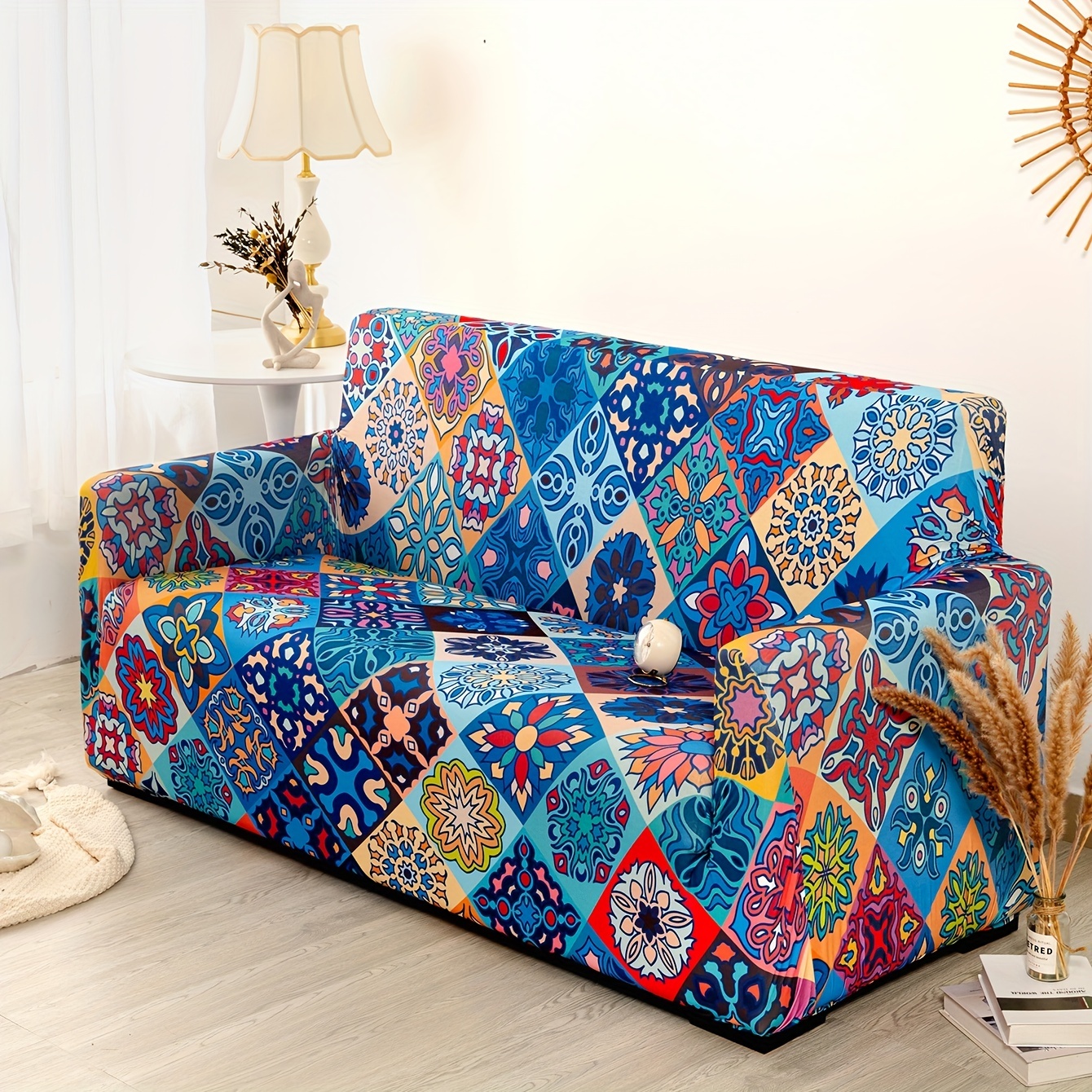 Classic Boho Milk Silk Printed Sofa Slipcover
