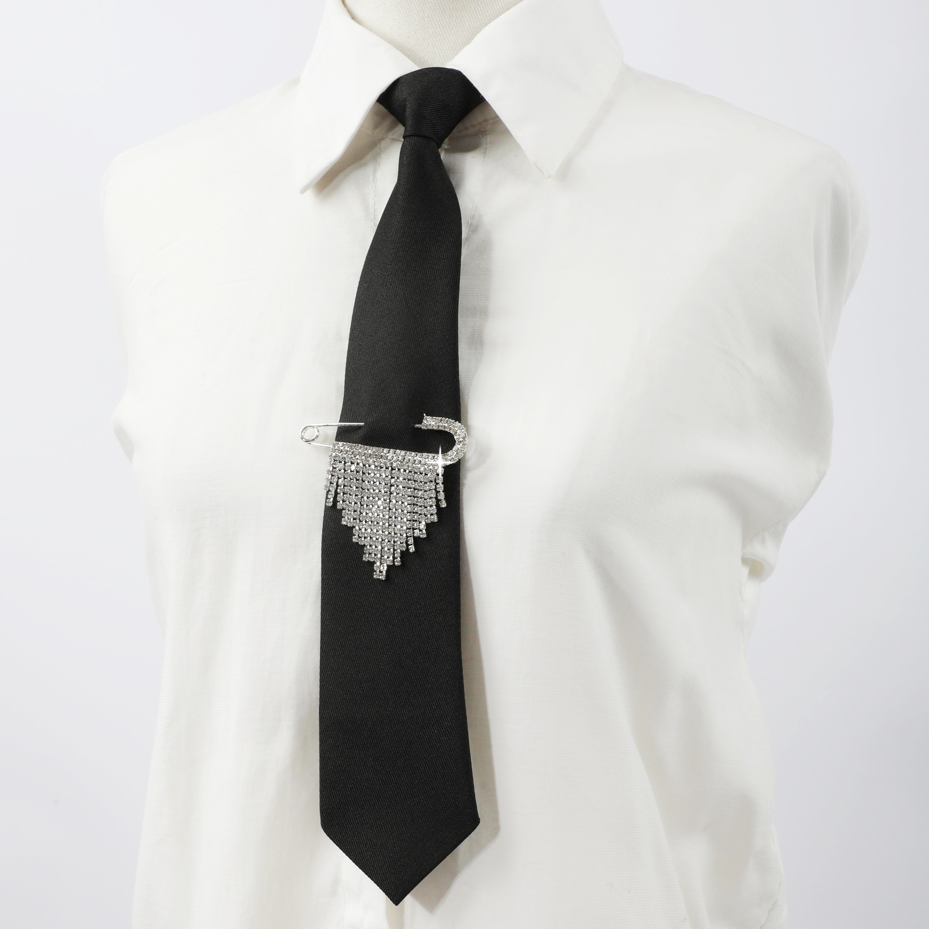 Acheter Cravate en strass pour hommes et femmes, collier, chemise