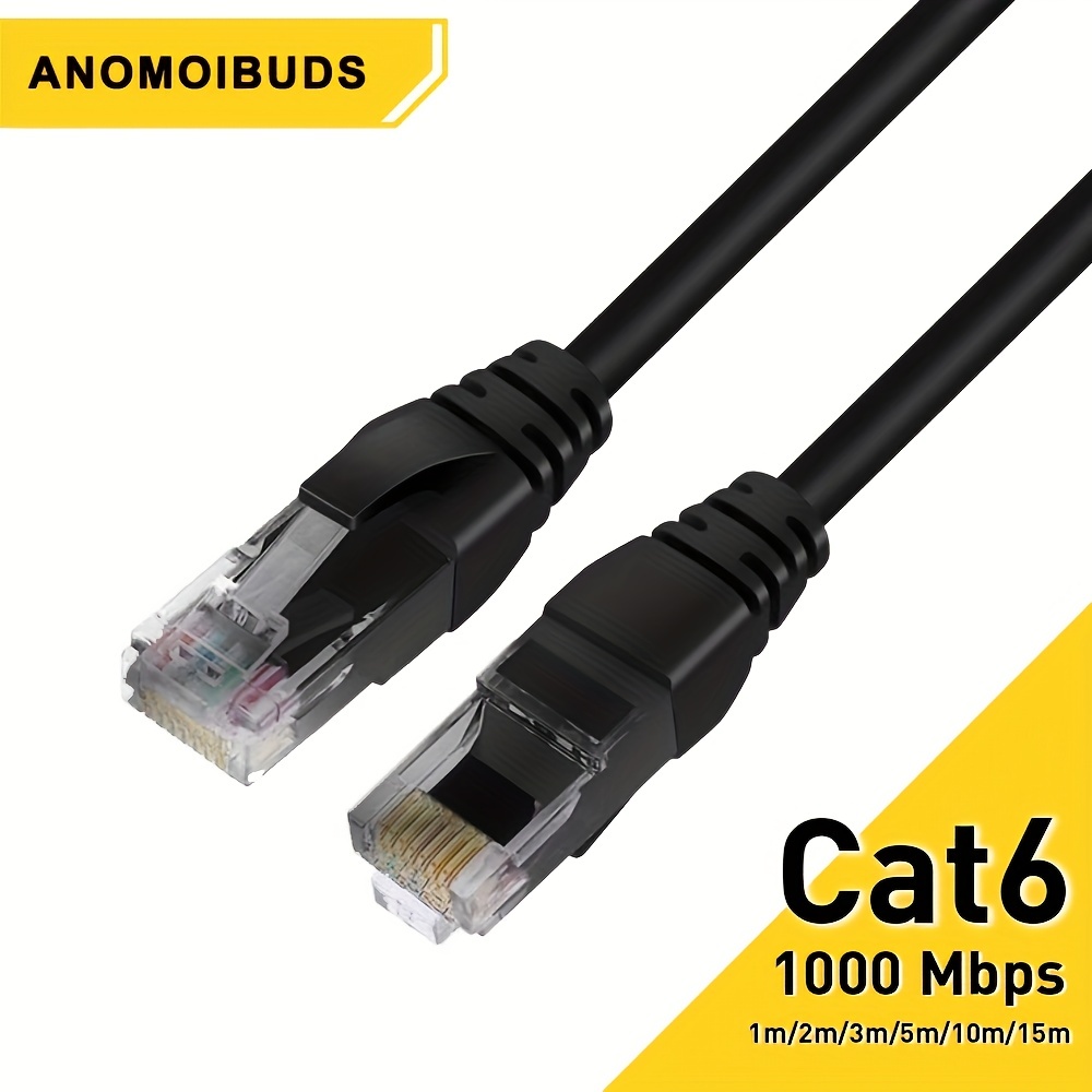 Soibke Cable Ethernet 5 Metros, Cat 6 Cable de Red Plano 5m, Cable RJ45  Alta Velocidad 10/100/1000 Mbits Cable Wifi, LAN Gigabit Largo Cable  Internet 5 Metros para Módem Switch(Negro, 5 Clips) : : Informática