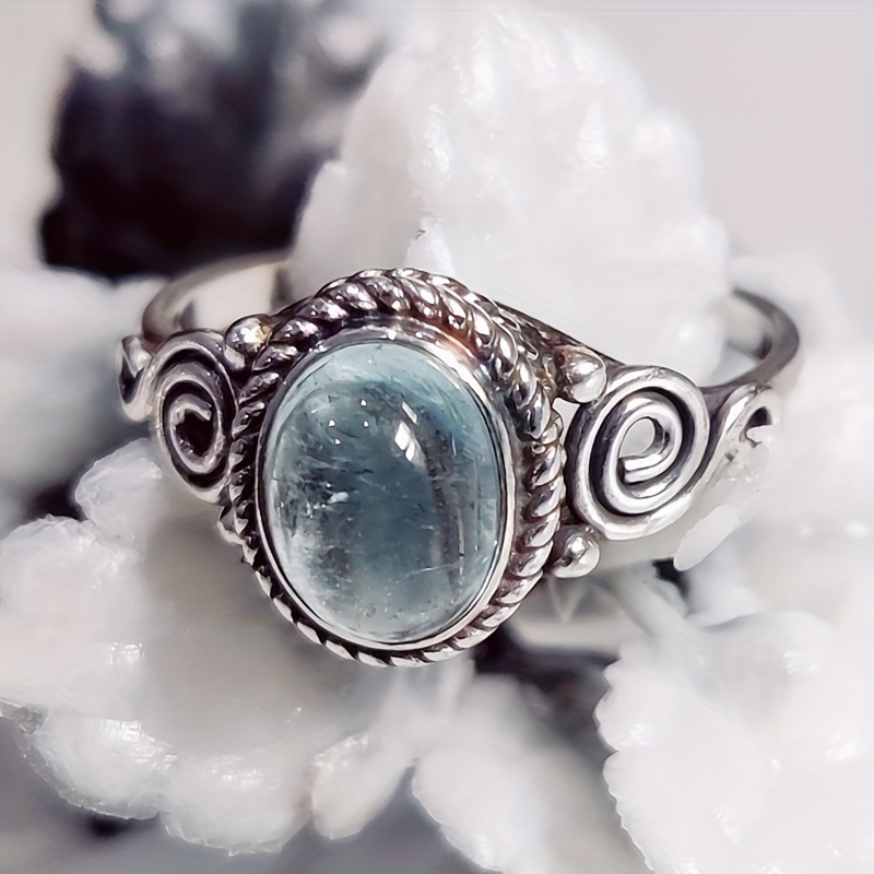 Men's Silvery Vintage Cat Eye Stone Ring