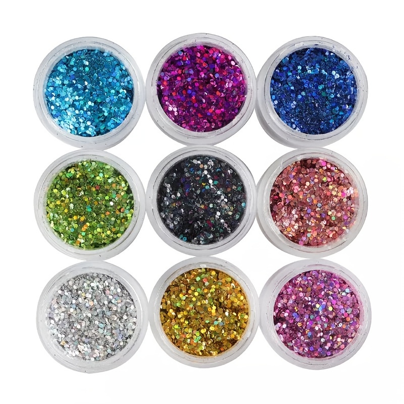 Laser Silver Hexagon Flakes Nail Art Glitter Powder Bulk 0.2mm 1mm