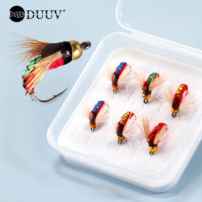10pcs/6pcs Hand Tied Bionic Fly Fishing Lure, Feathered Bead Head Fly For  Trout Bass, Fast Sinking Artificial Fly Fishing Lure