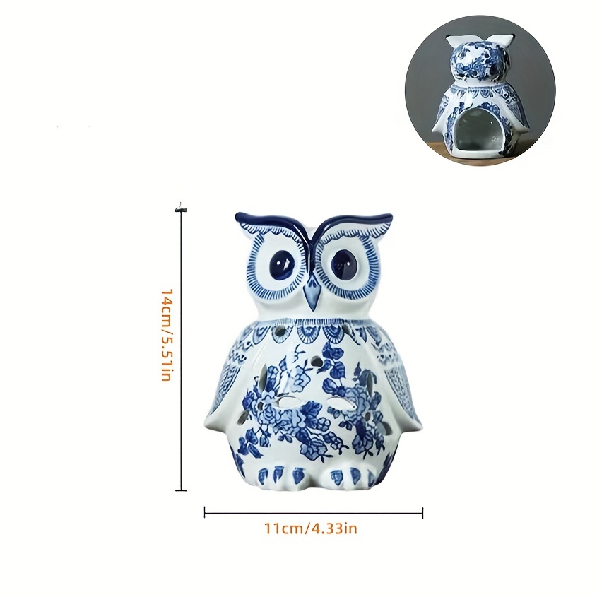 1pc Wl Tea Light Candle Holder,Blue And White Porcelain Ceramic Hollowing  Floral Aroma Candle Warmers ,Fragrance Warmer Oil Diffuser Essential Oil Lam