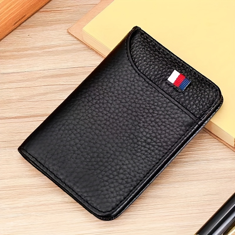 Williampolo Men Wallets Genuine Leather Slim Wallet Mens Short Money Clips Small Coin Pocket Bifold Credit Card Holder Thin Purse with ID Window