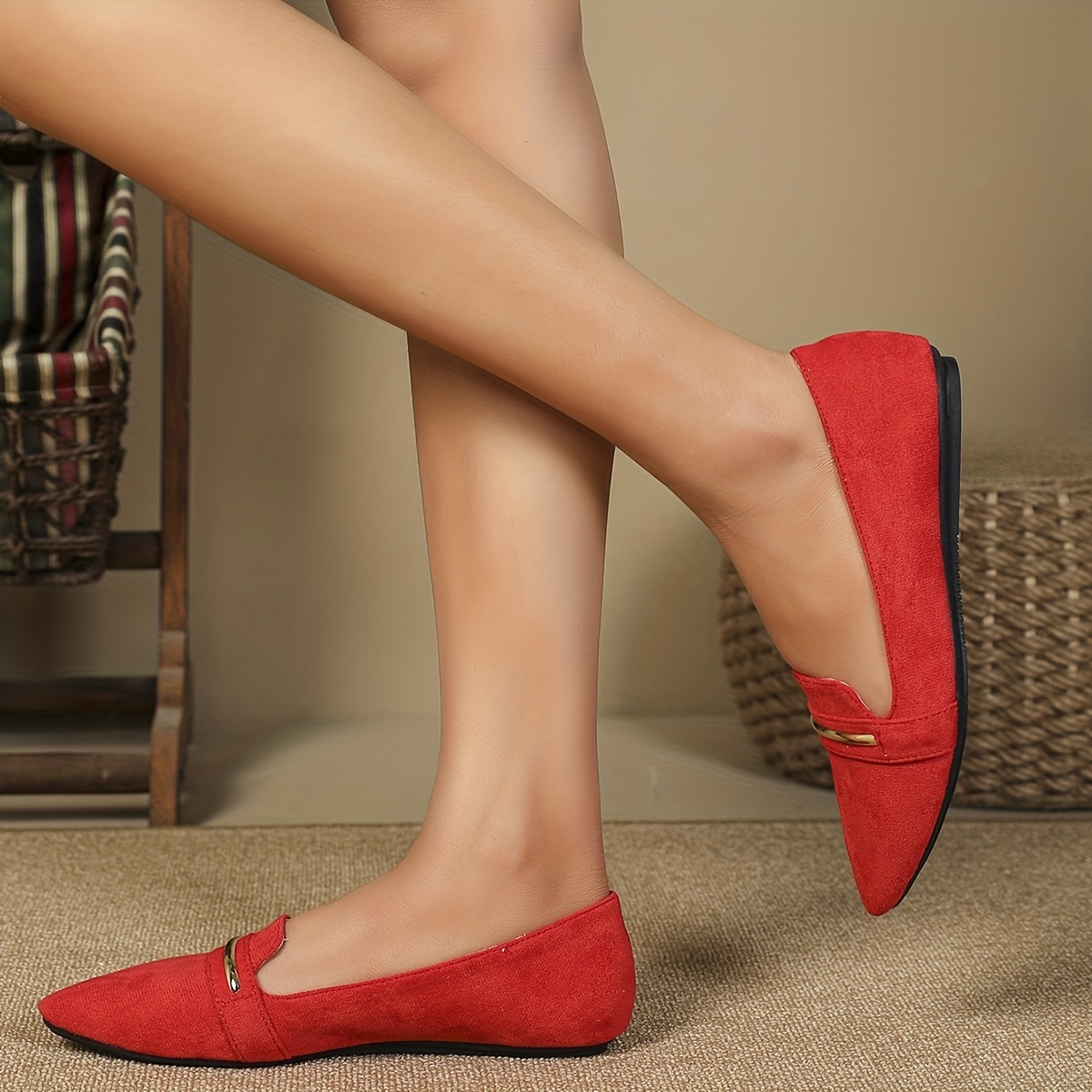 Ladies red 2024 ballet pumps