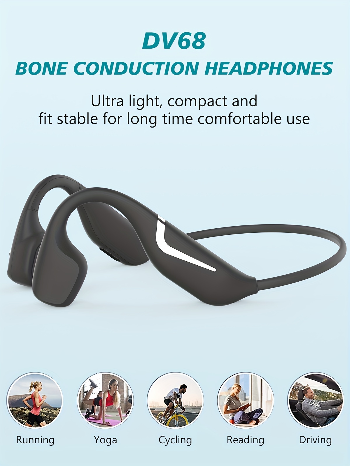 Real Bone Conduction Headphones Bluetooth 5.3 Wireless Earphones