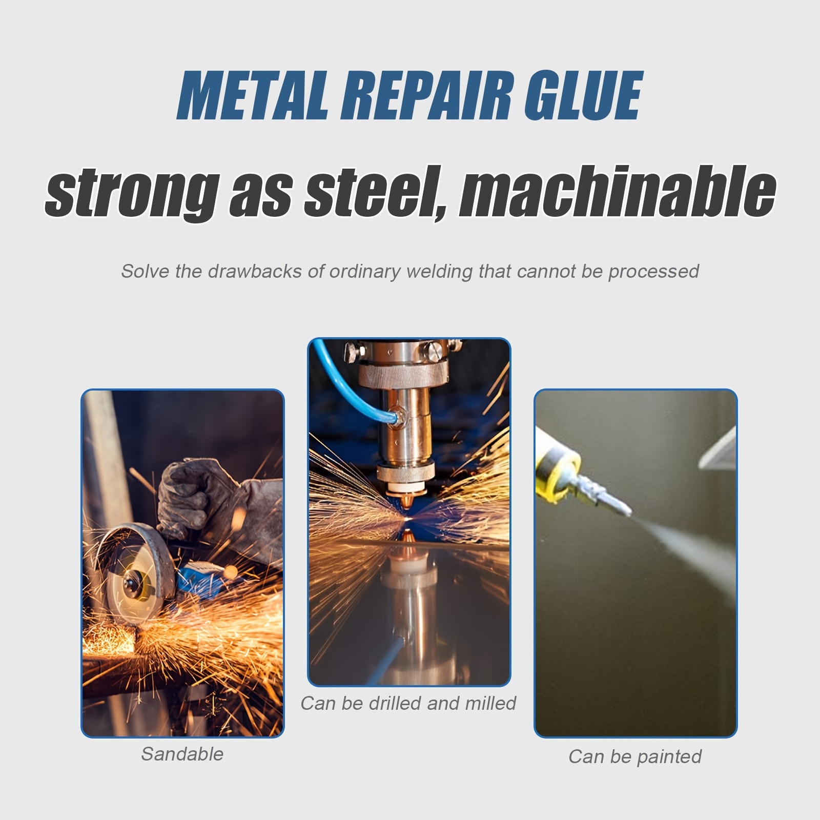 Metal Repair Glue Repair Agent Waterproof Professional, Weld High  Temperature Castings Glue, Foundry Glue for Repairing Defects Metal  Castings 100ml 