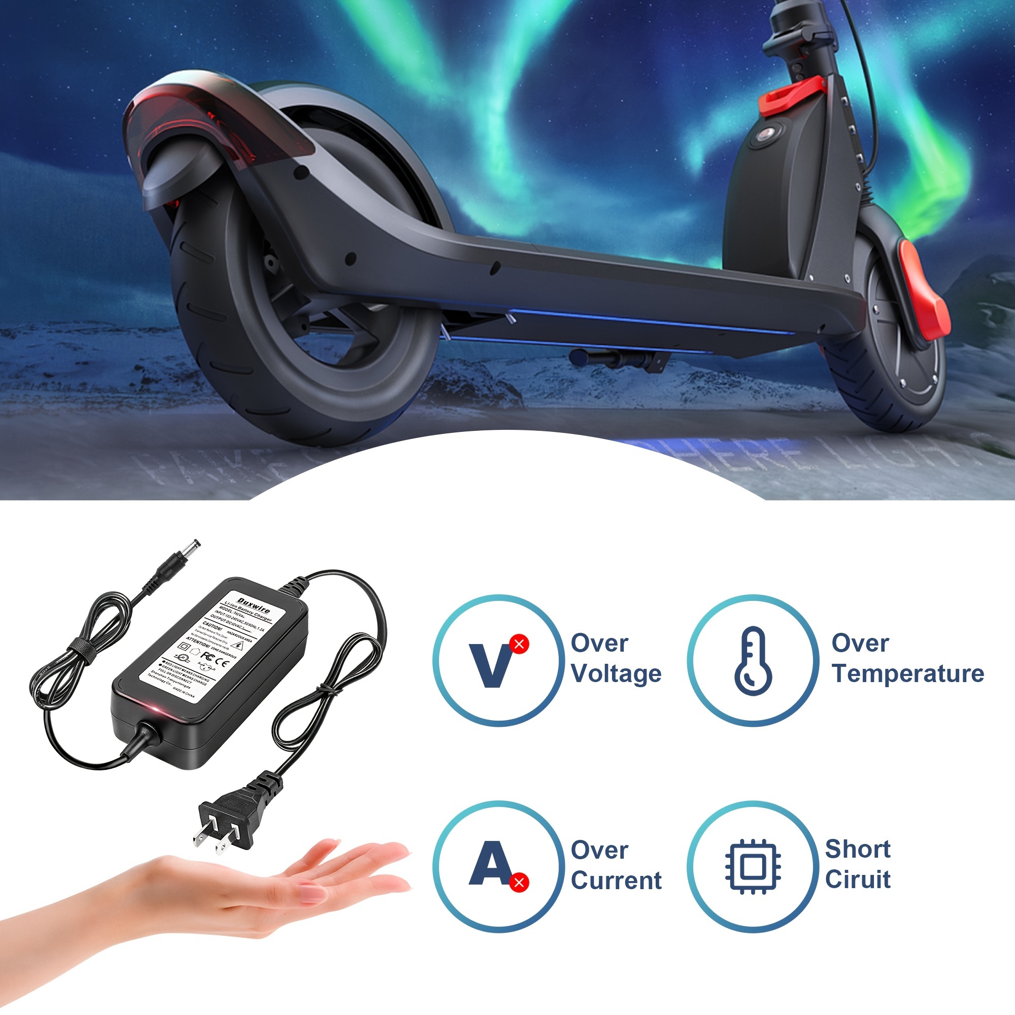 chargeur universel batterie vélo 42V 2A (5.5 x 2.1mm pin)