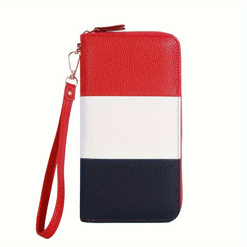 Image of Classic Rfid Blocking Wallet For Women, High Capacity Zipper Clutch With Wrist Strap, Nylon Lined Continental Style Travel Bag With Slip Pocket