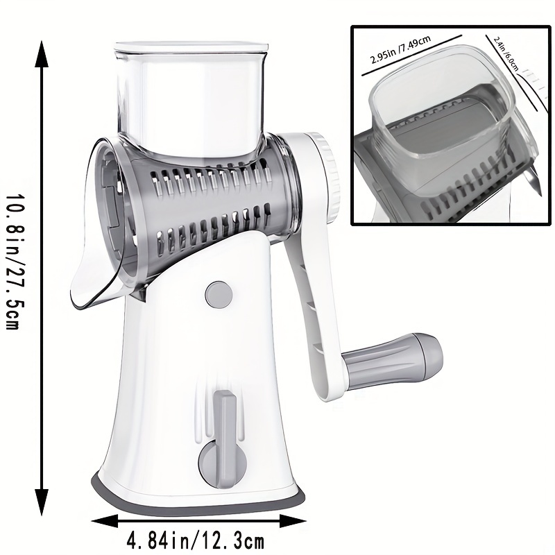 Vekaya 5 In 1 Rotary Cheese Grater With Handle [5 Interchangeable