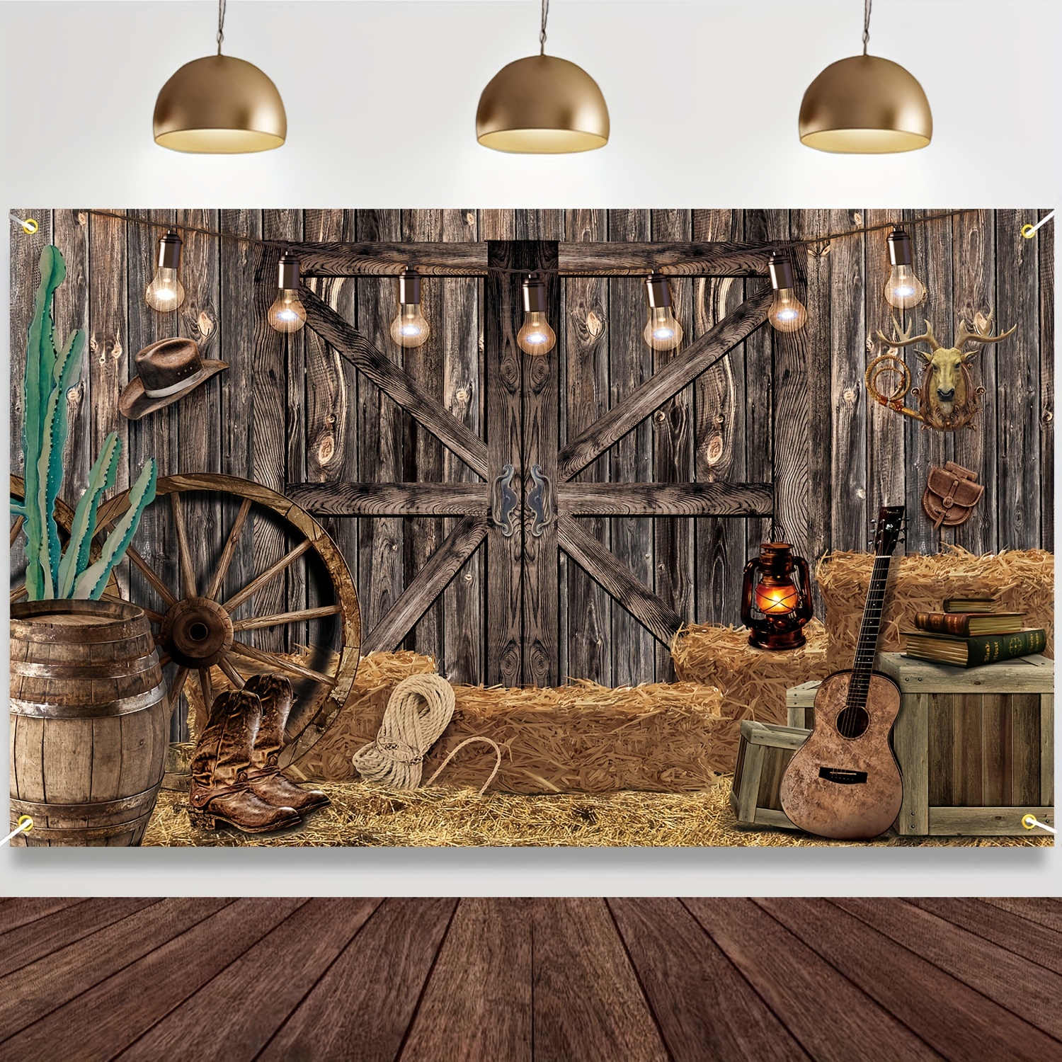 Película decorativa rústica occidental para ventana, puerta de granero de  madera campestre, tablones de madera vintage, bandera americana, película  de