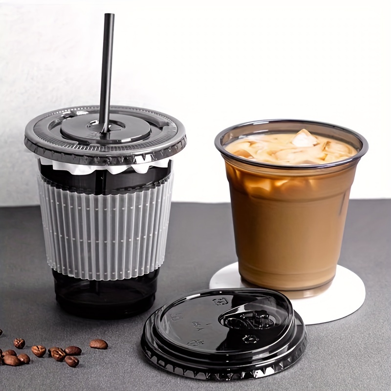 50pcs Thick disposable black coffee milk tea cup 280ml 400ml 500ml hot  drink packaging beverage cups birthday wedding party cups