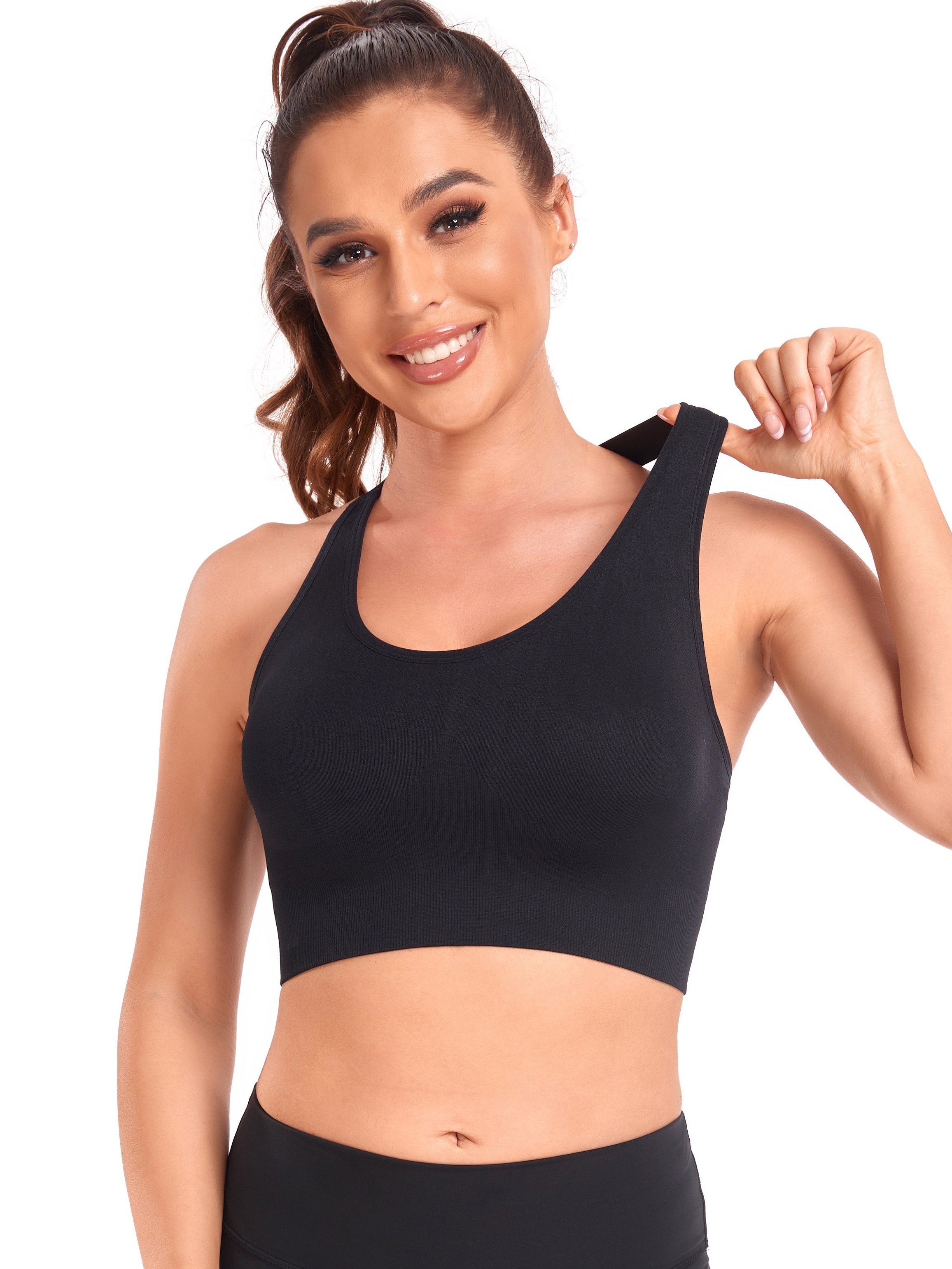 Yeacher Women Sports Bra Racer Back Strappy Hook-and-eye Closure Removable  Padded Athletic Workout Yoga Crop Tops