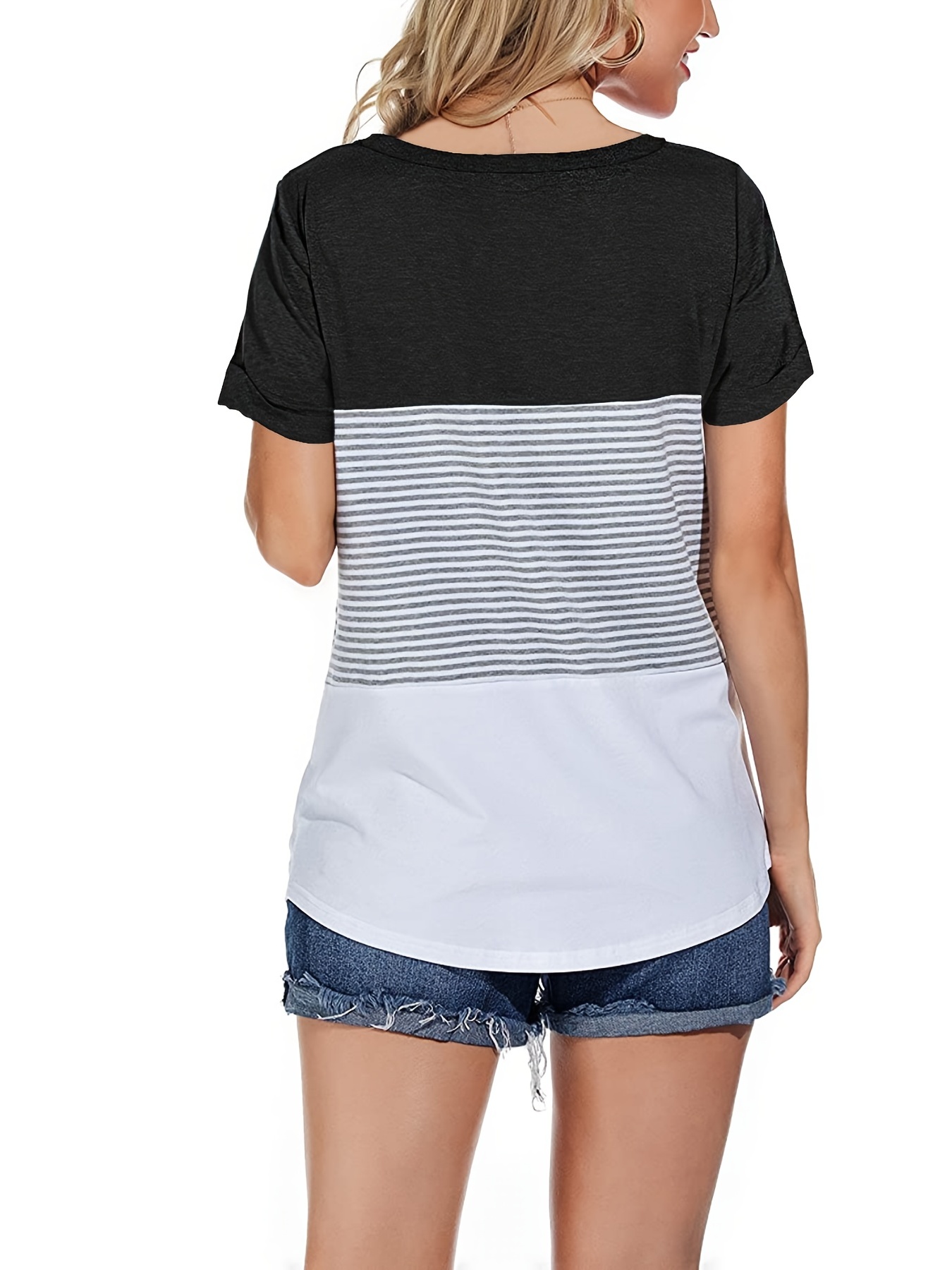 Striped Color Block Tee - Blush