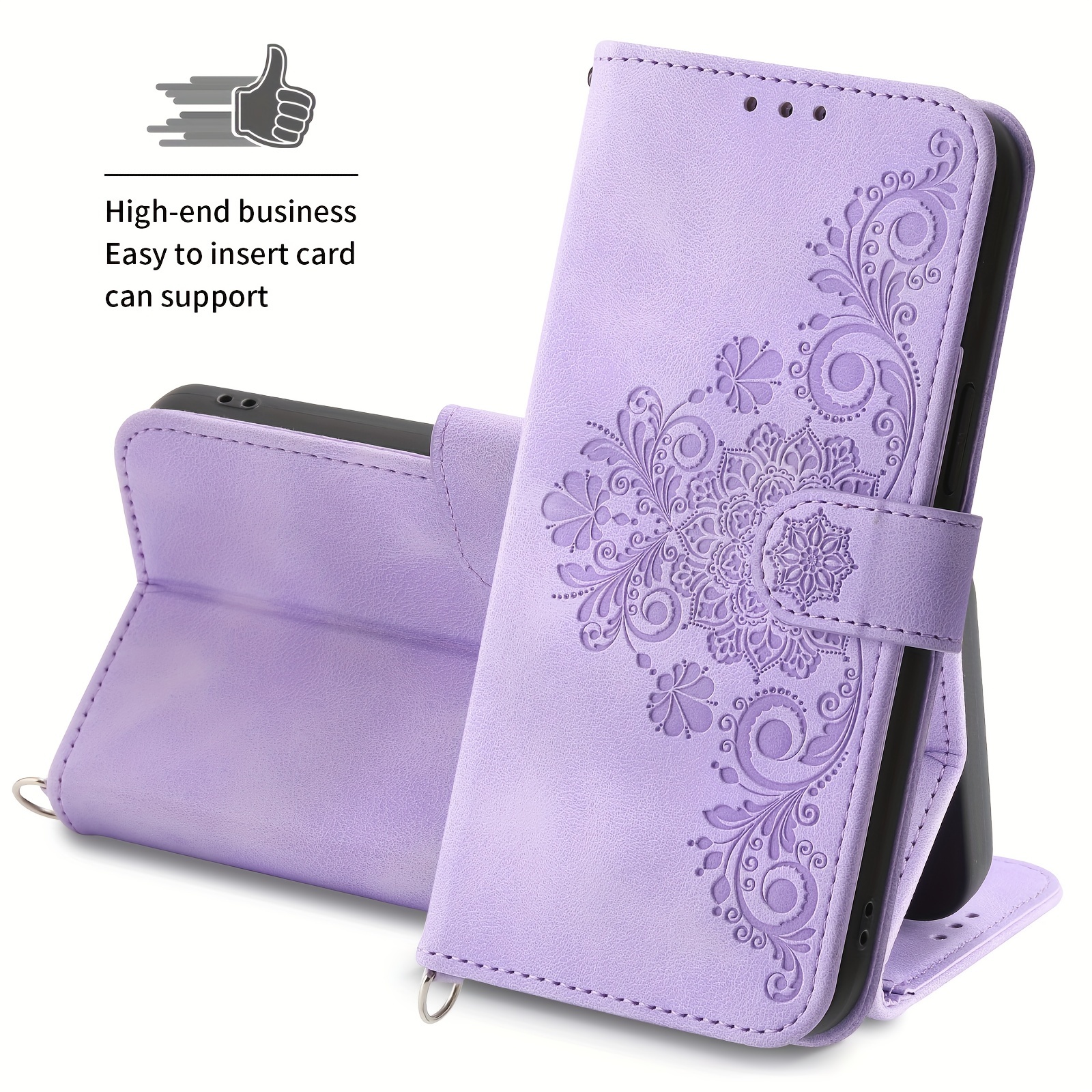 Luxury Flower Wrist Strap Leather Case For iPhone 15 Pro Max 14 13