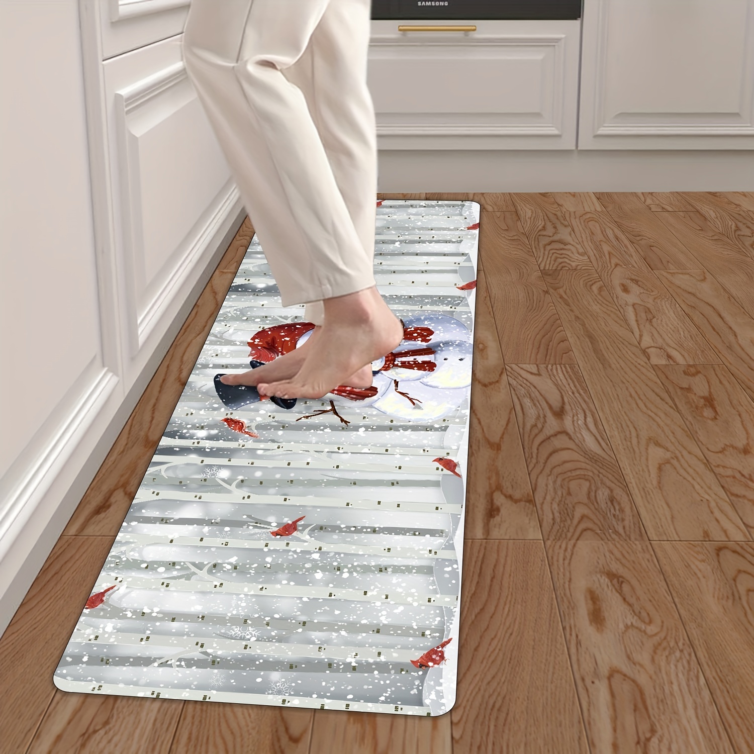 Soft Kitchen Mat, Christmas Gnome Non-slip Oil-proof Floor Mat