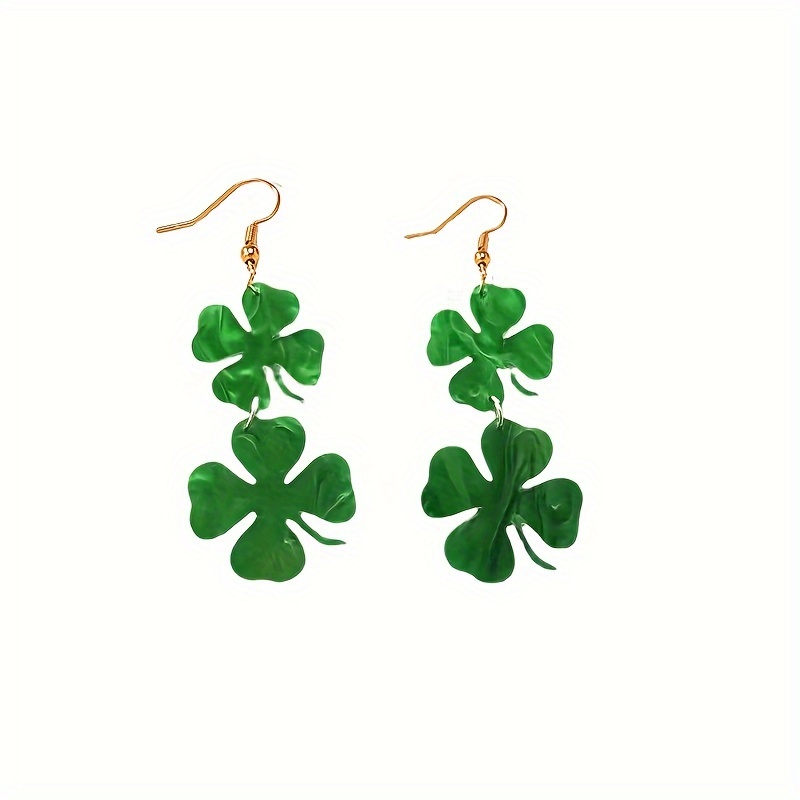 St Patrick's Clover Dangle Earrings