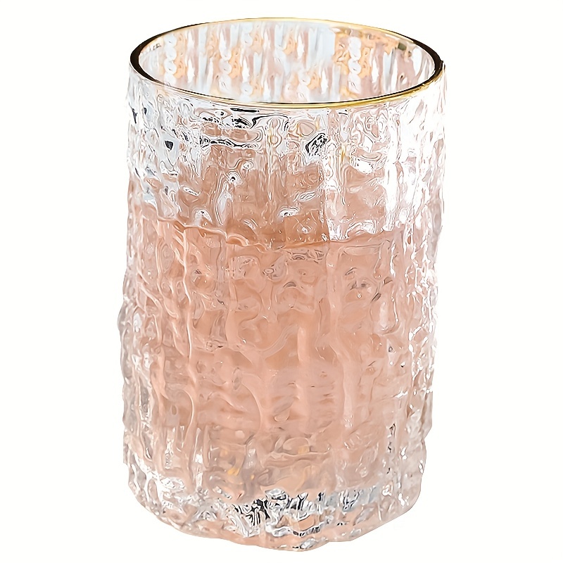 1pc Glass Cup, Modern Clear Textured Detail Cup For Home