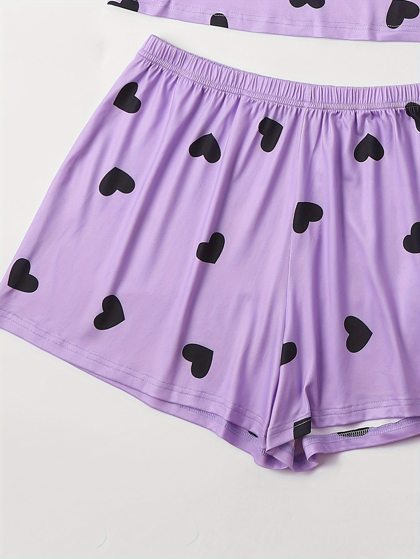 Plus Size Cute Pajamas Set Women's Plus Heart Print Short - Temu