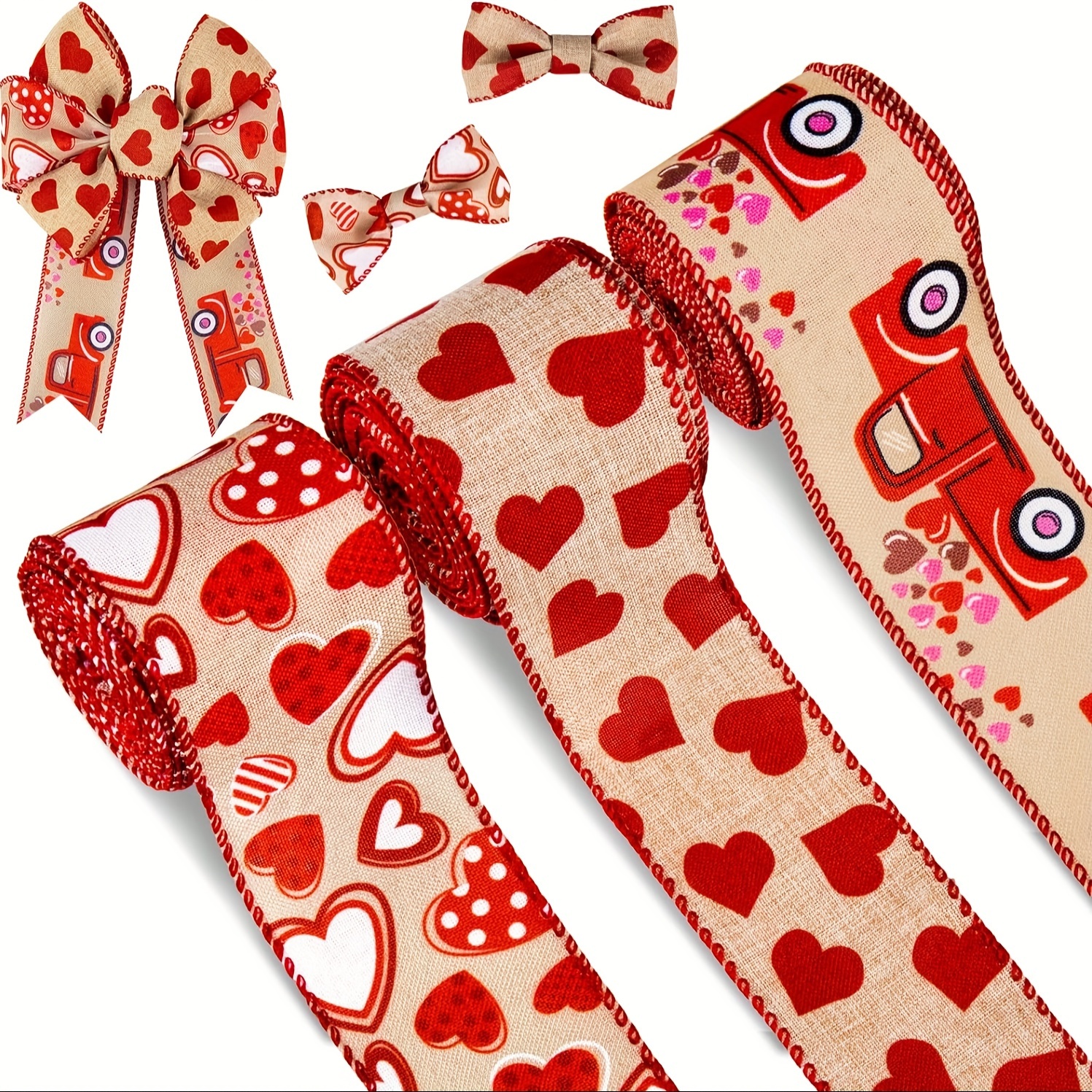 Valentine Ribbon Love Letter Ribbon Red Valentine Ribbon Red Valentine  Ribbon Wired Wreath Ribbon 2.5 Inch wired