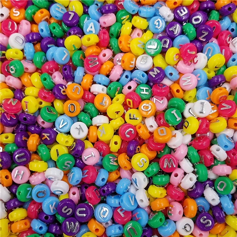 100 Acrylic alphabet 10mm letter pink and silver RANDOM beads