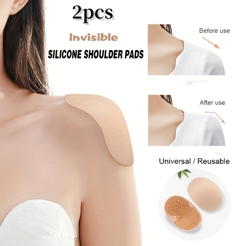 Silicone Shoulder Pads for Women's Lingeire, Anti-Slip Shoulder Push-Up Pads Invisible Breathable Shoulder Enhancer Reusable,Temu