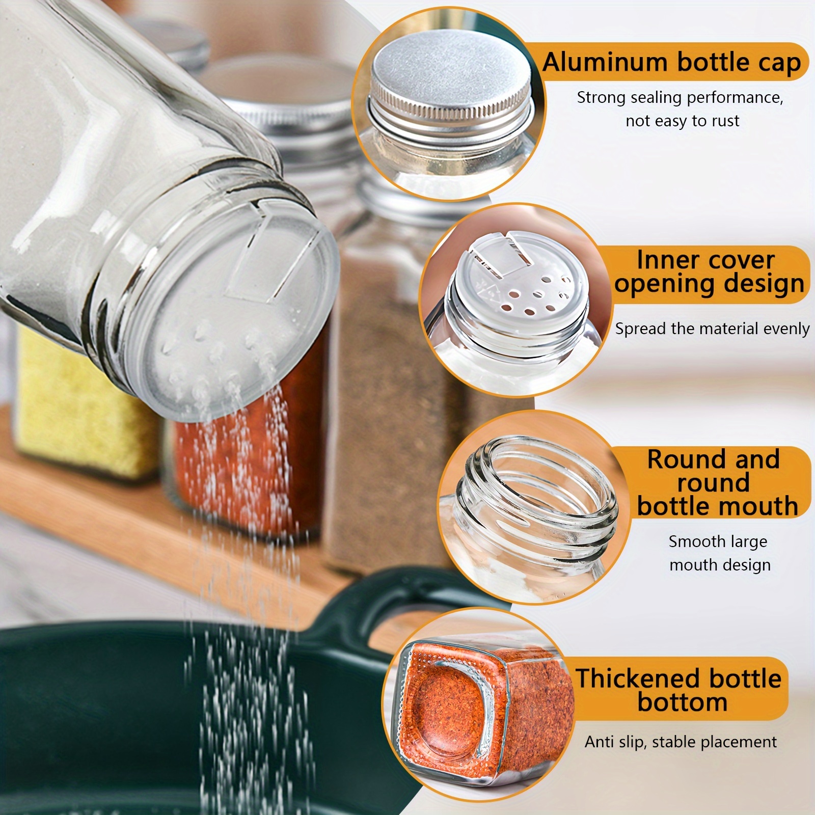 Home Kitchen 120ml 4oz Round Glass Spice Jar Condiment Seasoning