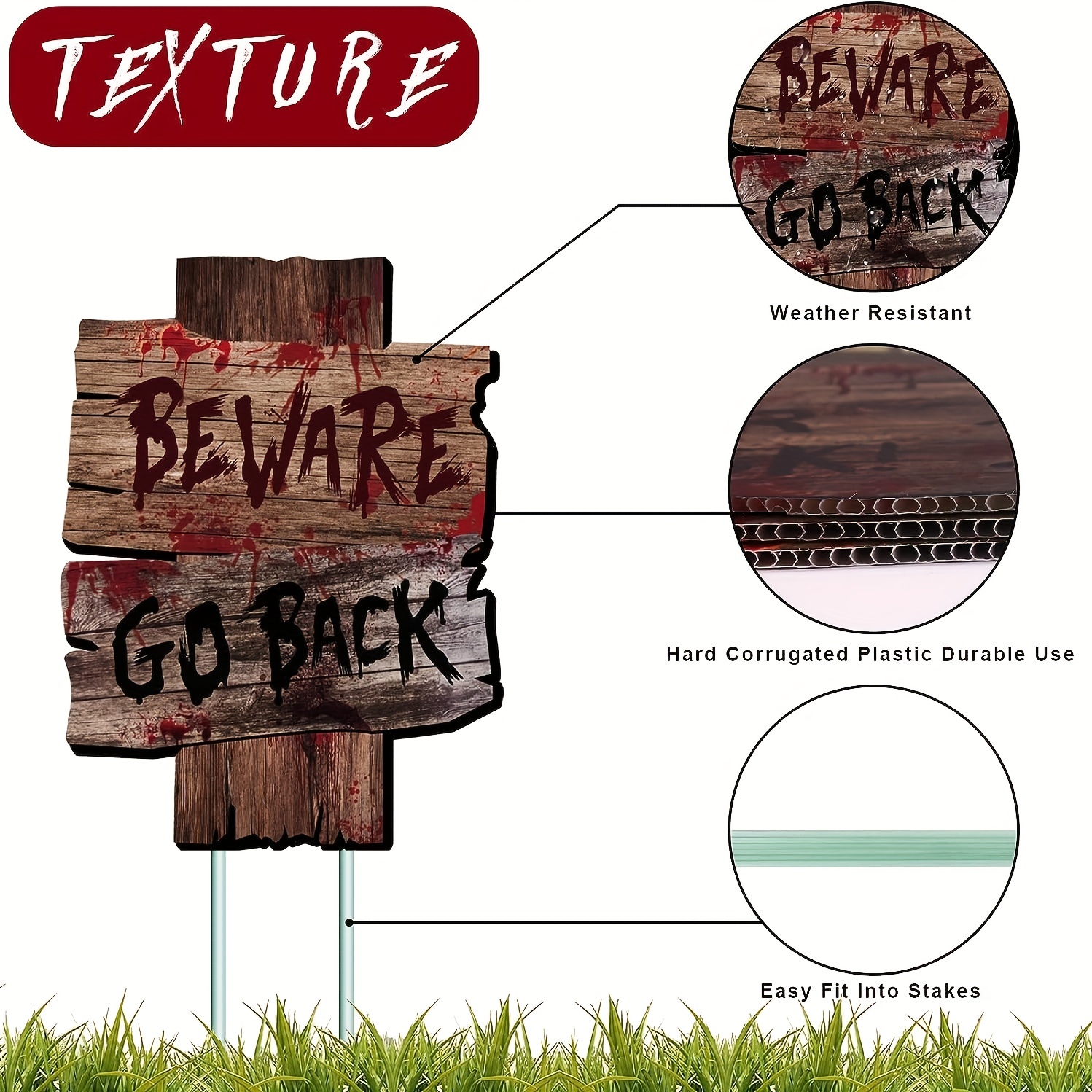 GABOSS Halloween Decorations Beware Signs Yard Stakes